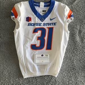 Nike Game Used Boise State Broncos NCAA Football #31 White Jersey 40 MWC w/COA